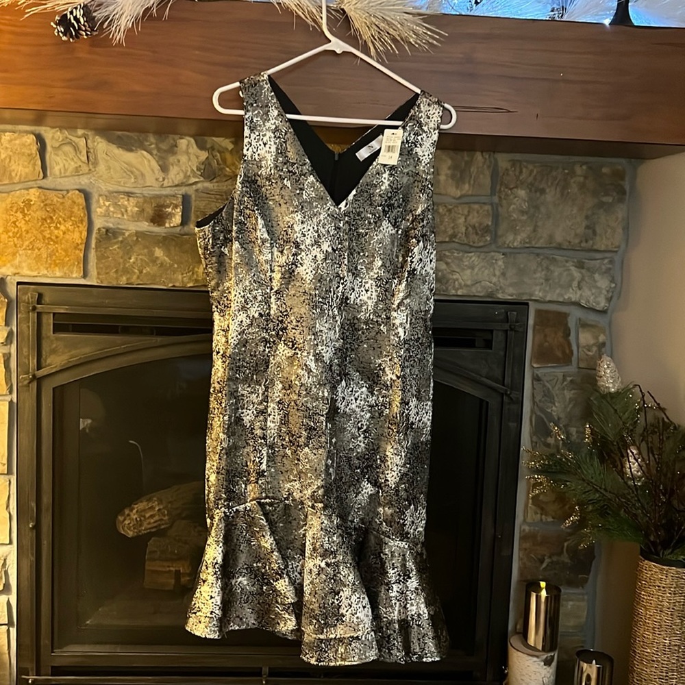 NEW Natori Metallic Jacquard Sleeveless Dress Size 14